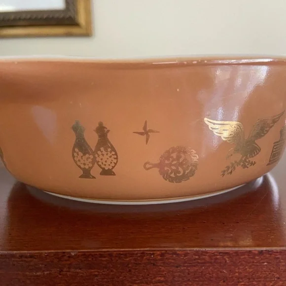 Vintage 60's Pyrex Federal Eagle 471 Brown Oval Baking  Casserole Dish 1 pint - Picture 7 of 11